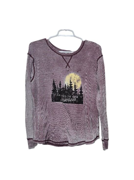 Maurices Tops - Maurices Waffle Knit Graphic Top Medium Mauve Thermal